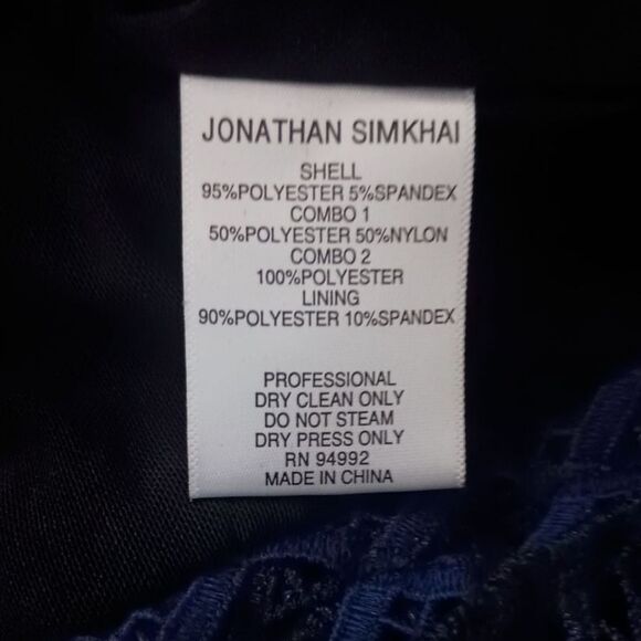 Jonathan Simkhai Sheer Lace Dress Sz 2 Midi NEW Lattice Embroidered Trumpet - Picture 12 of 16